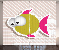 Comical Blowfish Huge Eyes Curtain