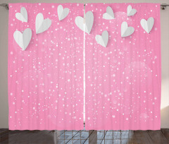 3D Hearts Wings Curtain