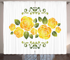 Roses with Swirl Frame Curtain