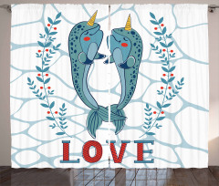 Whales in Love Design Curtain