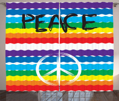 Stripes Peace Lettering Curtain