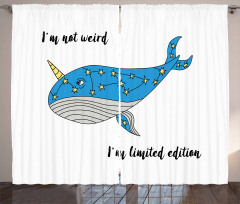 Hand Drawn Blue Whale Curtain