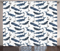 Aquerelle Ocean Whales Curtain