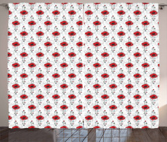 Red Poppy Geometrical Curtain