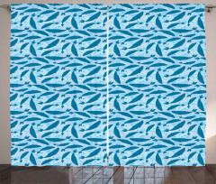 Big Blue Aquatic Animals Curtain