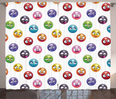 Different Cartoon Faces Curtain