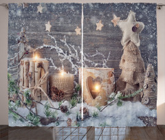 Candle Winter Holiday Curtain
