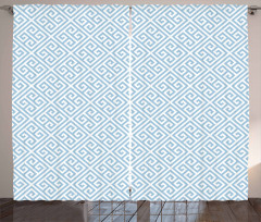 Pale Blue Maze Tile Curtain