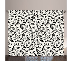 Monochrome Scroll Pattern Curtain