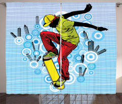 Teenager on Skateboard Curtain