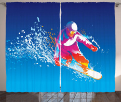 Colorful Snowboarding Man Curtain