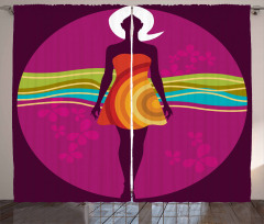 Woman in Abstract Dress Curtain