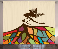 Woman Colorful Skirt Art Curtain