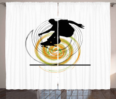 Skater Man Spiral Circles Curtain
