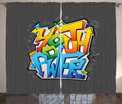 Graffiti Art Youth Power Curtain