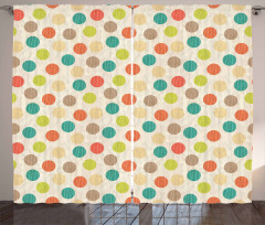 Colorful Circles Grungy Curtain