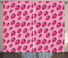 Pop Art Style Strawberry Curtain