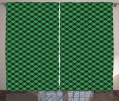 Diagonal Tartan Green Curtain