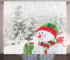 Snowy Woodland Holiday Curtain