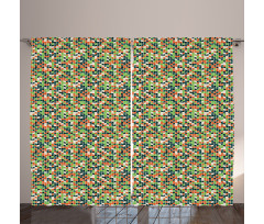 Silhouette Motif Abstract Curtain