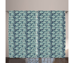 Oriental Folkore Flowers Curtain