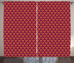 Symmetrical Floral Tile Curtain
