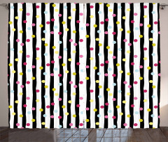 Colorful Dots and Stripes Curtain