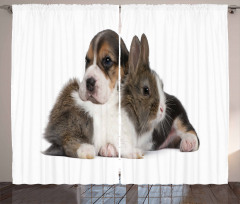 Rabbit Puppy Pet Friends Curtain