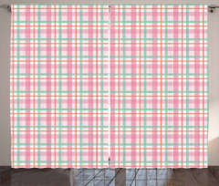 Pastel Color Checkered Curtain