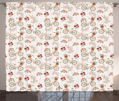 Bikes Poppy Flowers Curtain