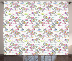 Running Colorful Animals Curtain