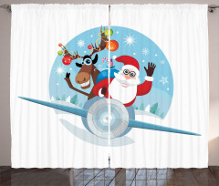 Reindeer and Santa Curtain