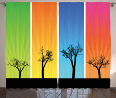 Colorful Banners Autumn Curtain