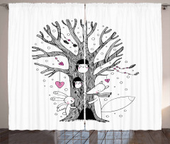 Tree Playing Children Curtain