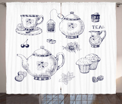 Teapots and Cups Curtain