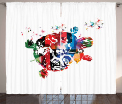 Abstract Turtle Notes Curtain
