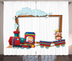 Children on Cartoon Train Curtain