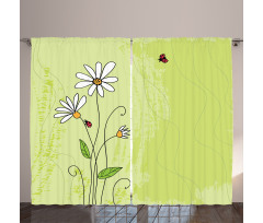 Chamomile Ladybugs Art Curtain