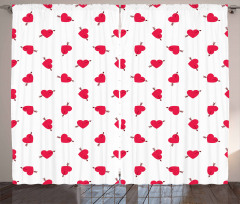 Cartoon Hearts Love Curtain