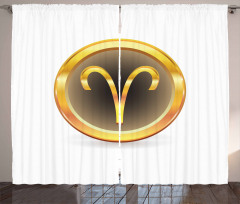 Yellow Round Sign Curtain