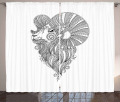 Zentangle Ram Doodle Curtain