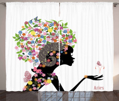 Girl with Flowers Curtain