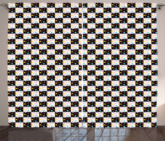 Checkered Dotted Tile Curtain