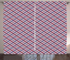 Checkered Diagonal Lines Curtain