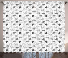 Greyscale Umbrellas Curtain