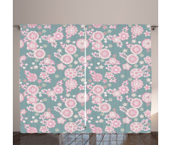 Romantic Pastel Foliage Curtain