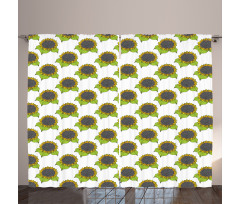 Spring Sunflower Sketch Curtain
