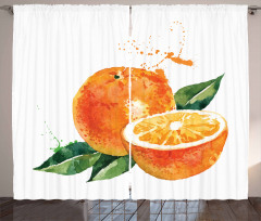 Watercolor Orange Art Curtain