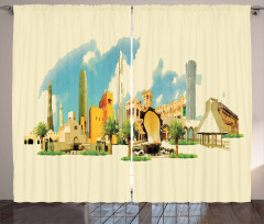 Doha Watercolor Panorama Curtain