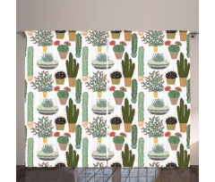 Succulents Flower Pots Curtain